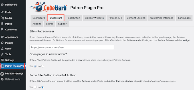 CodeBard 的 Patron Plugin Pro 设置