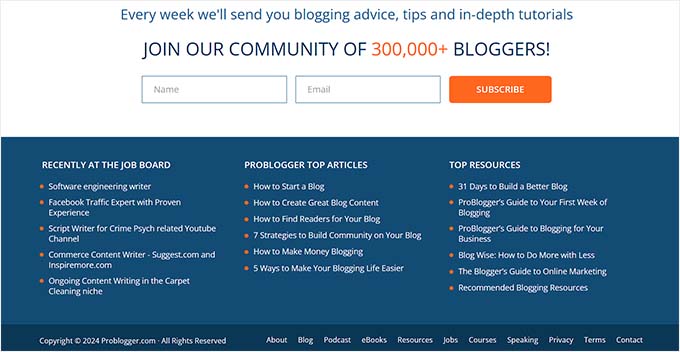 ProBlogger footer