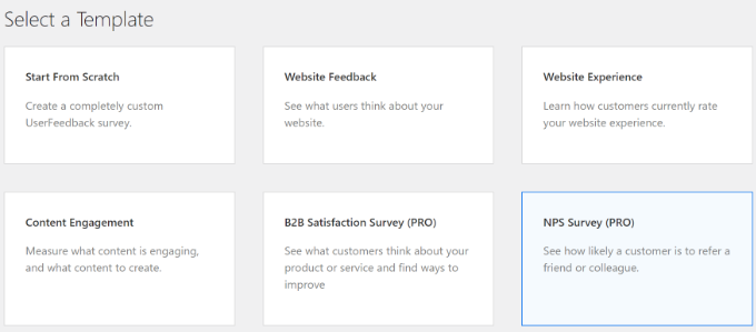 Select NPS survey template