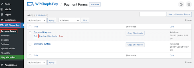 Adding a payment form to WordPress using shortcode