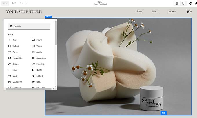 Squarespace editor