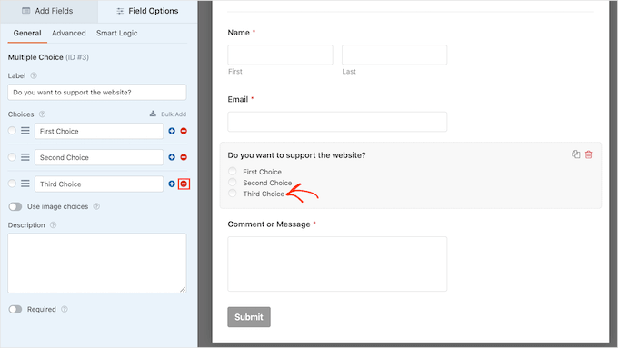 Deleting fields from WPForms