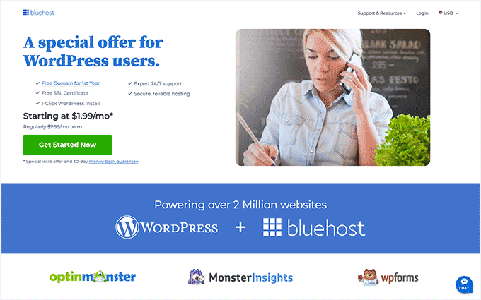 Bluehost offer for WPBeginner readers