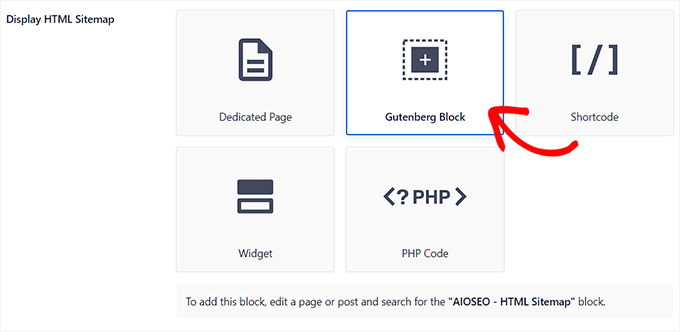 Choose the Gutenberg block