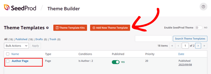 Create author page template in SeedProd