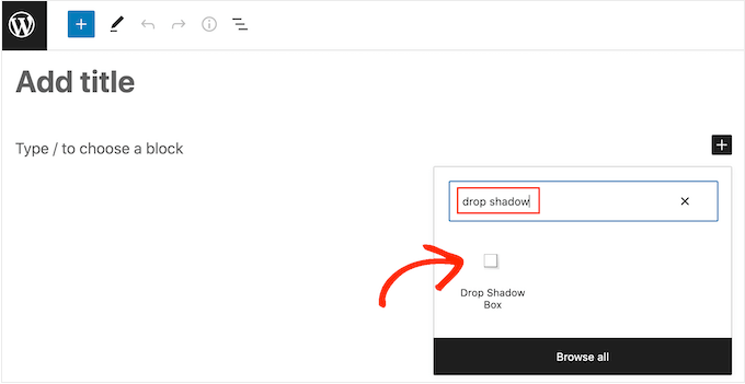 Adding a Drop Shadow Block in the WordPress page or post editor