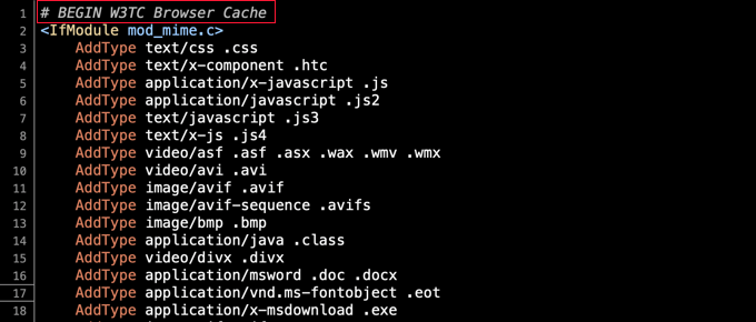 Example of Plugin Markers in .htaccess