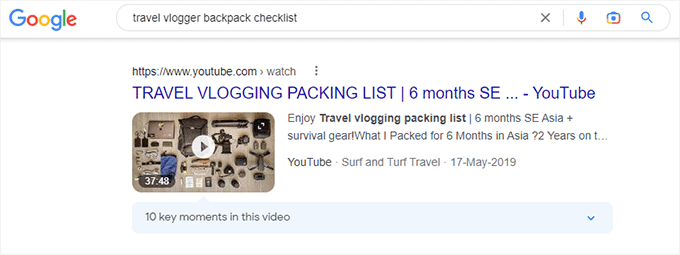 video search snippet