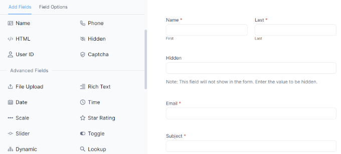 Advanced form fields