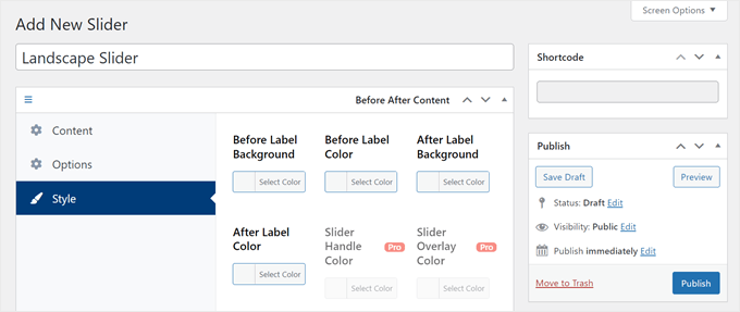 Changing the before and after slider style