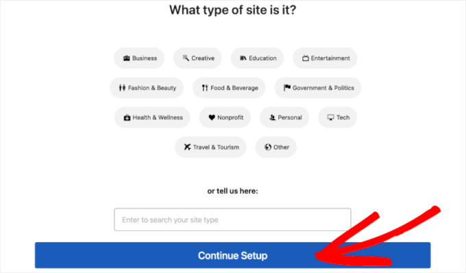 Choosing a site type