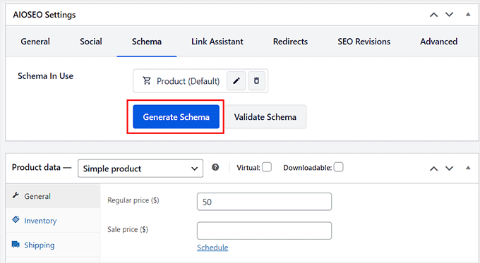 Click the Generate Schema button