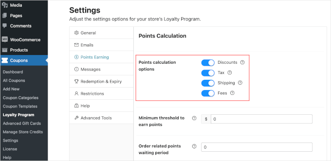 Calculating points in a WooCommerce loyalty program