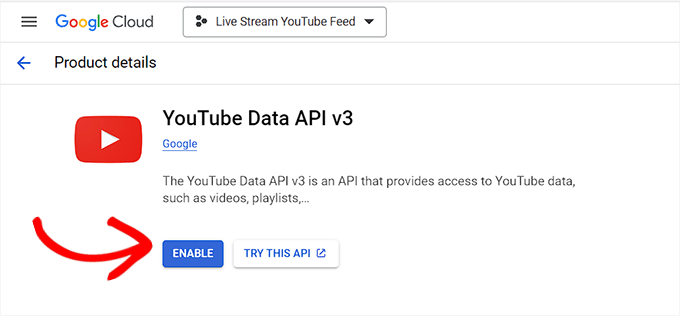 启用 YouTube API