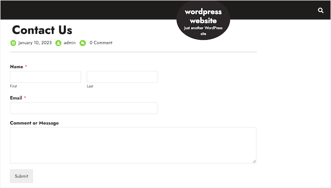 WPForms' contact form template