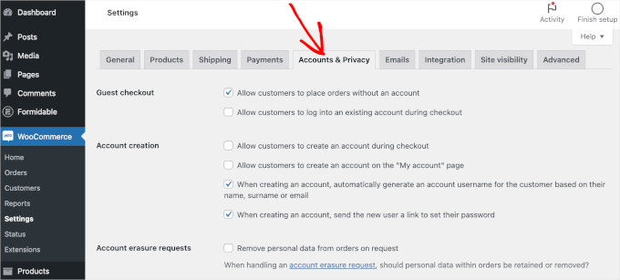 Changing your WooCommerce account settings