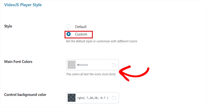 Configure color settings for the video