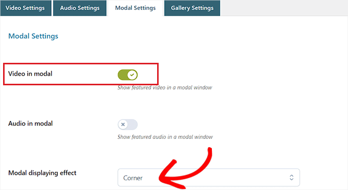 Configure Modal Settings