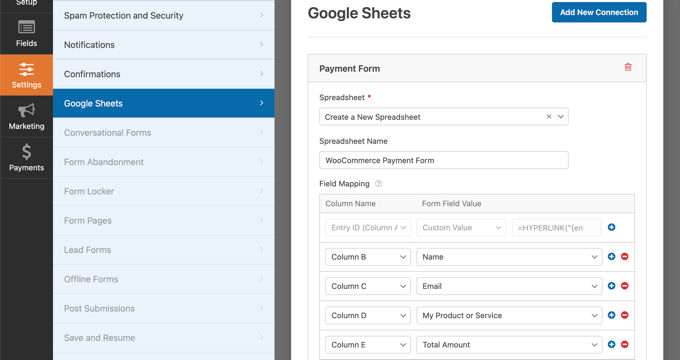 使用 WPForms 的 Google Sheets 插件