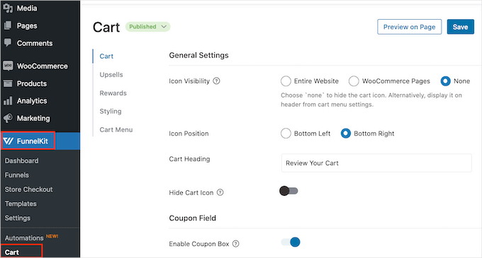 Adding an advanced sliding side cart to an online store