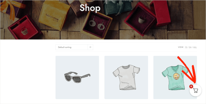 An example of a sliding side cart in WooCommerce