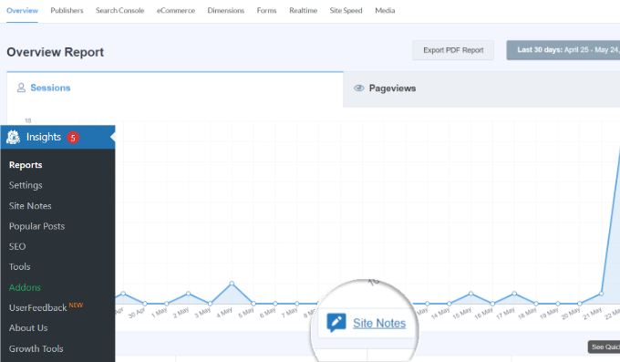 Add site notes to reports