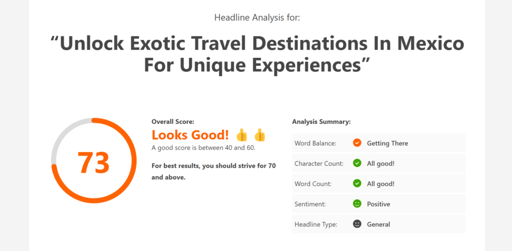 Headline Analyzer score