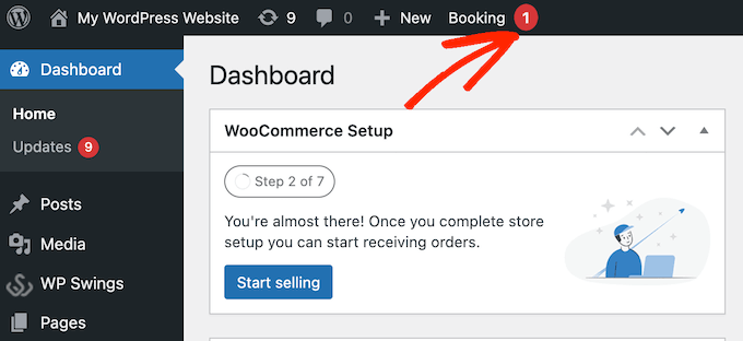 WordPress 网站上的新预订通知