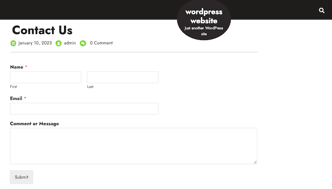 使用 WPForms 创建的联系表单