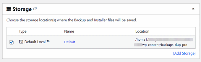 Choose your backup's storage location