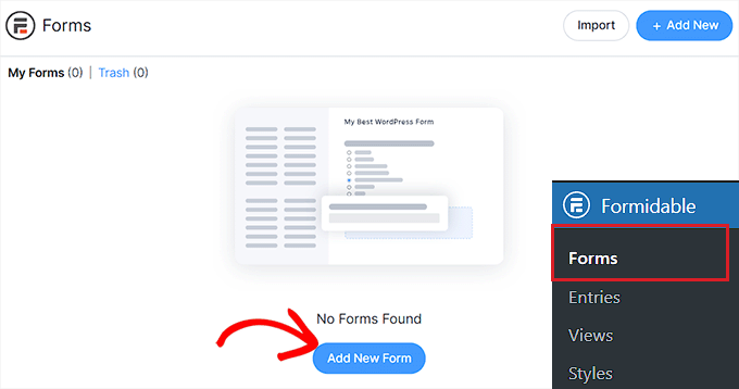 Click the Add New Form button