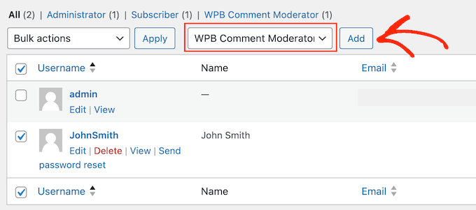 How to assign the comment moderator role in WordPress