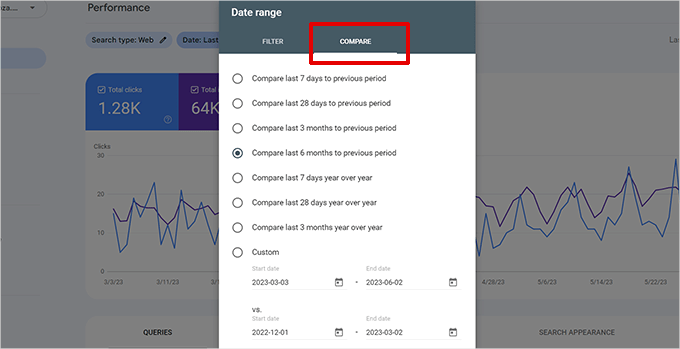 Compare performance in Google Search Console