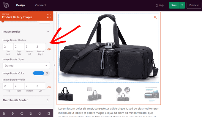 Set the image border for your product gallery