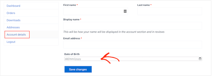 将出生日期字段添加到 WooCommerce 我的帐户页面
