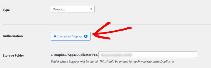 Click connect to Dropbox