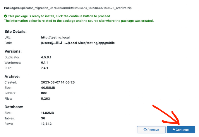 View package details