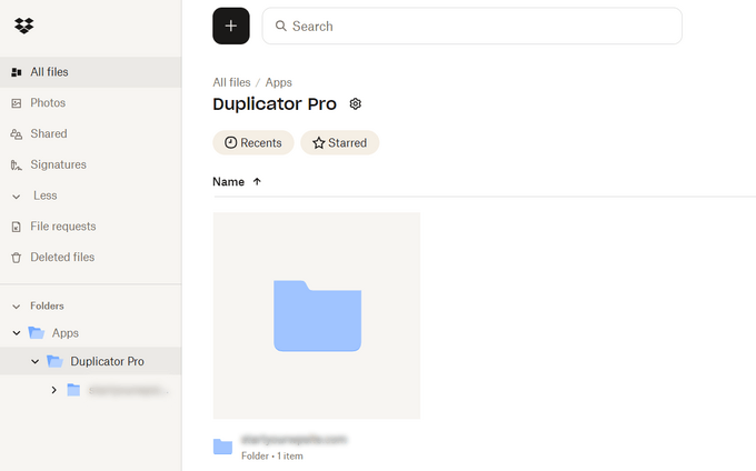 Go to Duplicator folder in Drobox