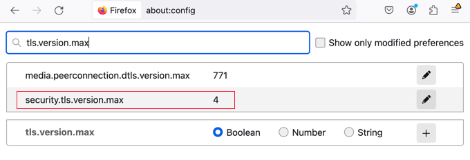 强制 Firefox 使用当前的 TLS 协议