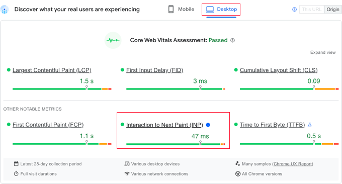 Page Insights Results