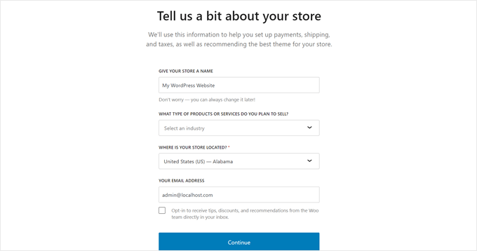 Telling WooCommerce your business information