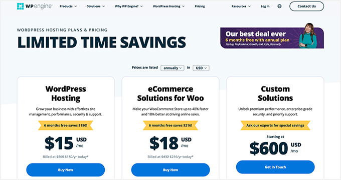 WP Engine Pricing Page