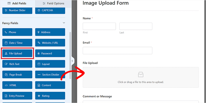 Add file upload field