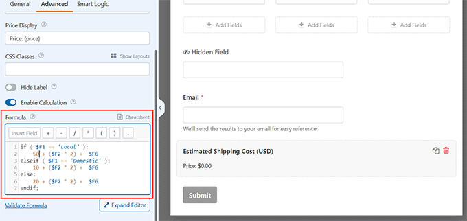 Configure calculations