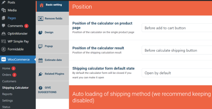 Default Estimated Shipping Costs