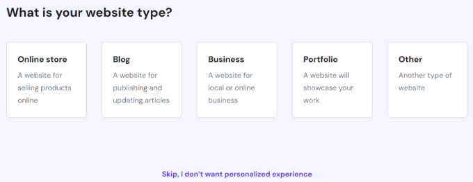 Select your website type