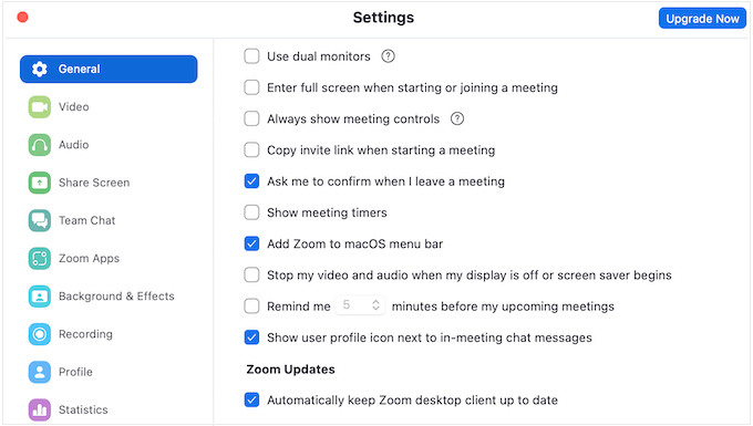 Zoom's advanced video settings