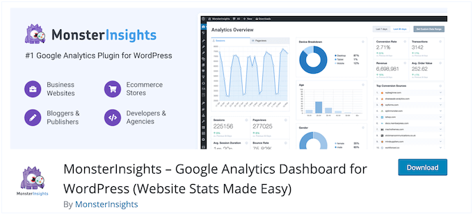 The free MonsterInsights WordPress plugin
