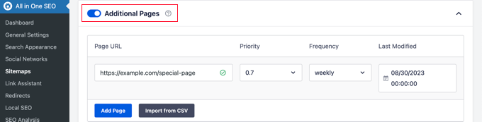 Adding extra pages to your XML sitemap