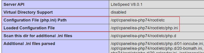 Php ini dosyasının yolunu görüntüleyin